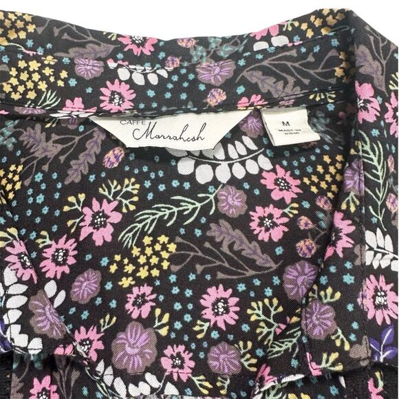 NWT Caffe Marrakech Size M Floral Print Button Front Sleeveless Collar Blouse - Picture 5 of 11